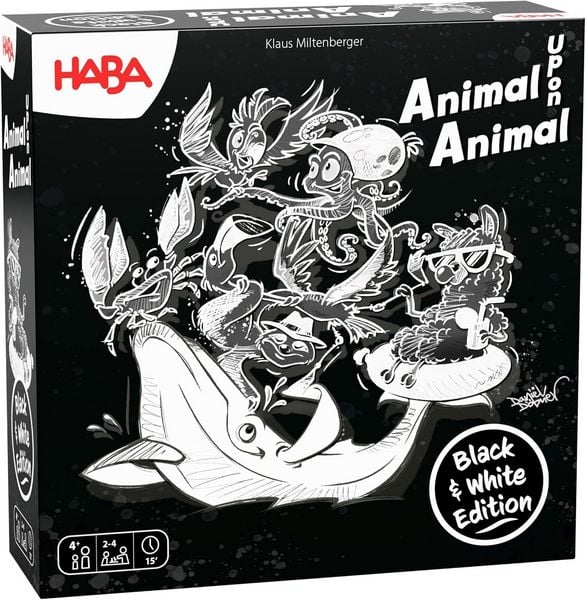 HABA 2014044001 - Tier auf Tier Black & White Edition, Stapelspiel, Balancierspiel