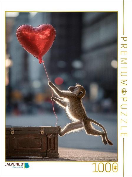 CALVENDO Puzzle Ballon-Dieb als Geschenk zu Valentinstag 1000 Teile Lege-Größe 64x48cm Foto-Puzzle für glückliche Stunden