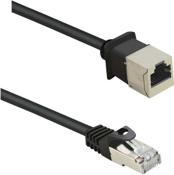 Renkforce RF-4394124 RJ45 Patchkabel CAT 5e F/UTP 0.50 m Schwarz Verlängerungskabel mit Rastnasenschutz, vergoldete Steckkontakte 1 St.