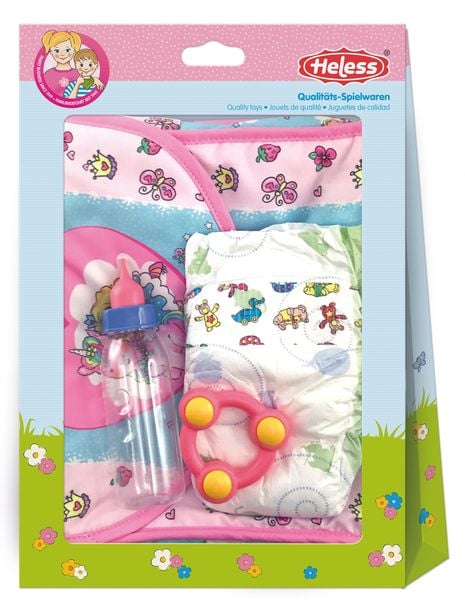 Heless - Puppen-Wickeltasche Einhorn Emil Fee Emma und Wickelzubehör