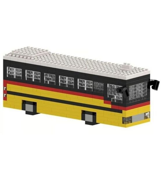 BRIXIES 200161 - Schweizer Postauto, 3D Konstruktionsbausatz aus Ministeinen, 339 Teile