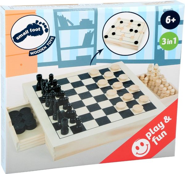 Spiele-Set Schach, Dame & Mühle