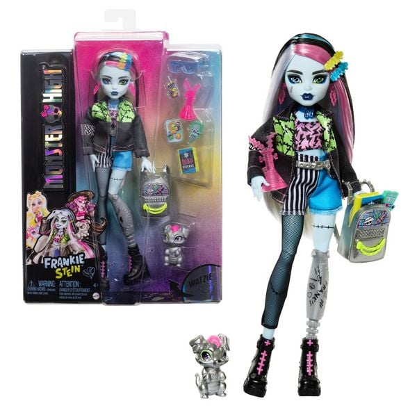 Monster High Frankie Stein-Modepuppen mit Frankies Haustier Watzie und Zubehörteilen
