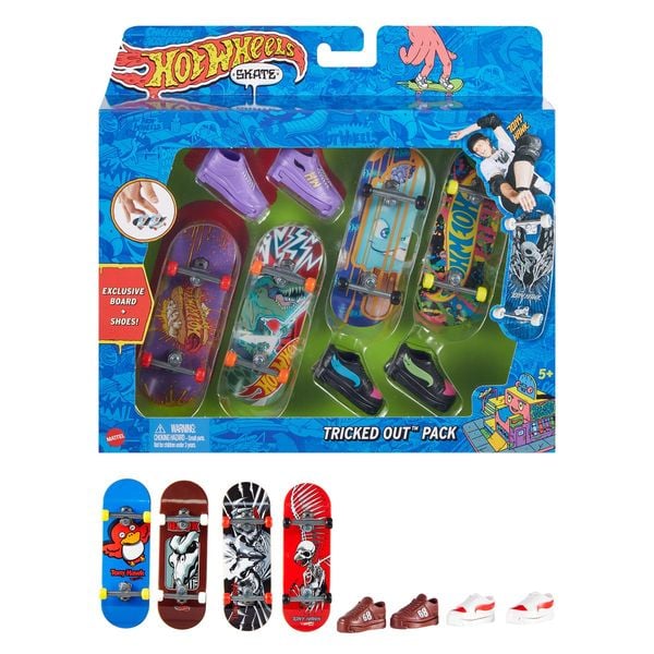 Hot Wheels Skate Fingerboards und Skateboard-Schuhe Multipack, Spielzeug für Kinder