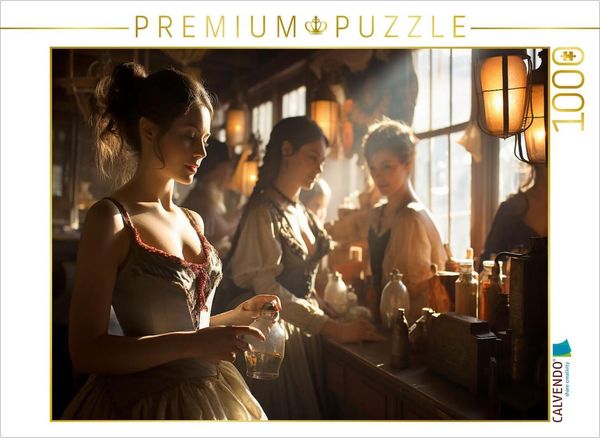 CALVENDO Puzzle Mädchen über dem Saloon im wilden Westen 1000 Teile Lege-Größe 64x48cm Foto-Puzzle für glückliche Stunden