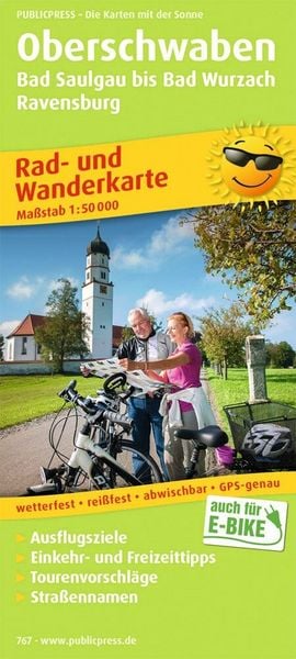 Publicpress Rad- und Wanderkarte Oberschwaben, Bad Saulgau bis Bad Wurzach, Ravensburg 1:50.000