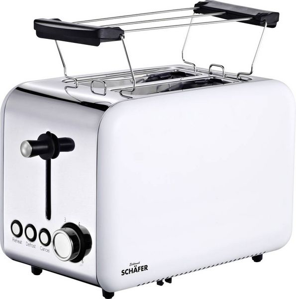 Schäfer Elektronik Toaster Retro 2-Scheiben 850 Watt weiß Toaster Cool-Touch-Gehäuse Weiß