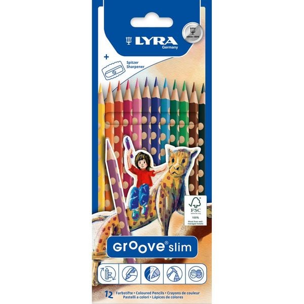 LYRA Buntstifte Groove slim Natural Grip 12 Stück Kartonetui