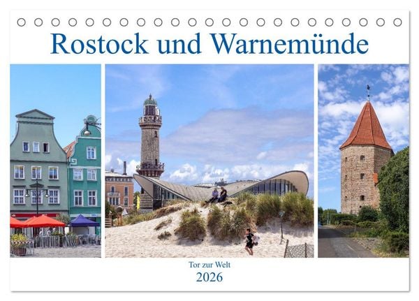 Rostock und Warnemünde - Tor zur Welt (Tischkalender 2026 DIN A5 quer), CALVENDO Monatskalender