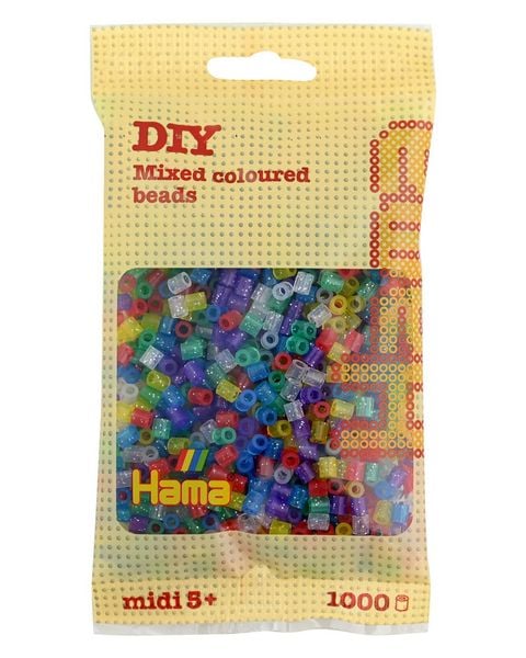 HAMA Perlen Midi - Transparent Glitter Mix 1000 Perlen