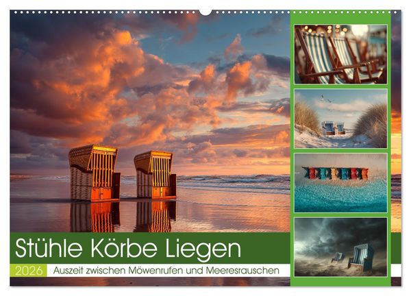 Stühle Körbe Liegen (Wandkalender 2026 DIN A2 quer), CALVENDO Monatskalender