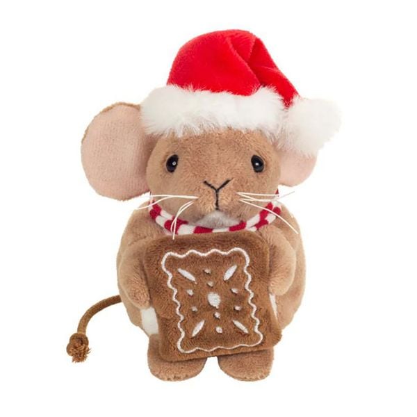 Teddy Hermann 94605 - Weihnachtsmaus mit Lebkuchen, Plüsch, 11 cm