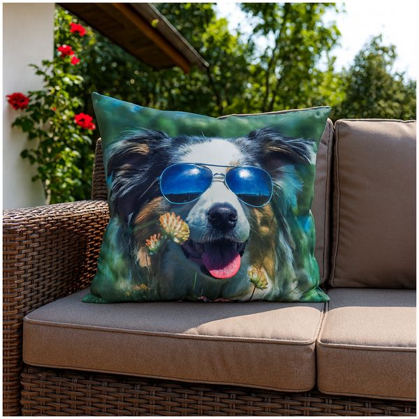 formano Kissen 45 x 45 cm wetterfest Hund mit Brille Kissen 45 x 45 cm wetterfest Hund mit Brille