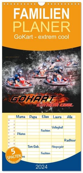 Familienplaner 2026 - GoKart - extrem cool mit 5 Spalten (Wandkalender, 21 x 45 cm) CALVENDO