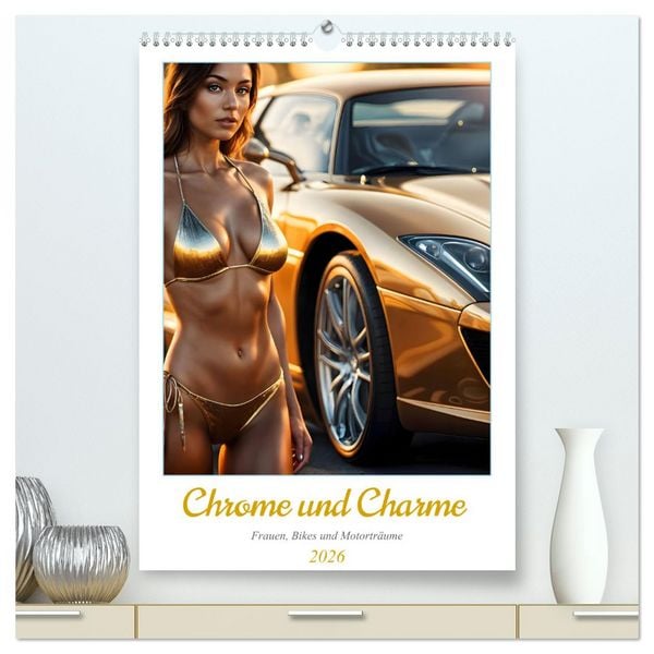 Chrome und Charme - Frauen, Bikes und Motorträume (hochwertiger Premium Wandkalender 2026 DIN A2 hoch), Kunstdruck in Hochglanz