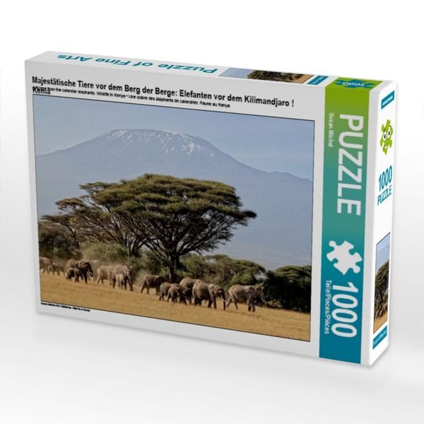 CALVENDO Puzzle Majestätische Tiere vor dem Berg der Berge: Elefanten vor dem Kilimandjaro ! Kenia 1000 Teile Lege-Größe 64x48cm Foto-Puzzle für glückliche Stunden