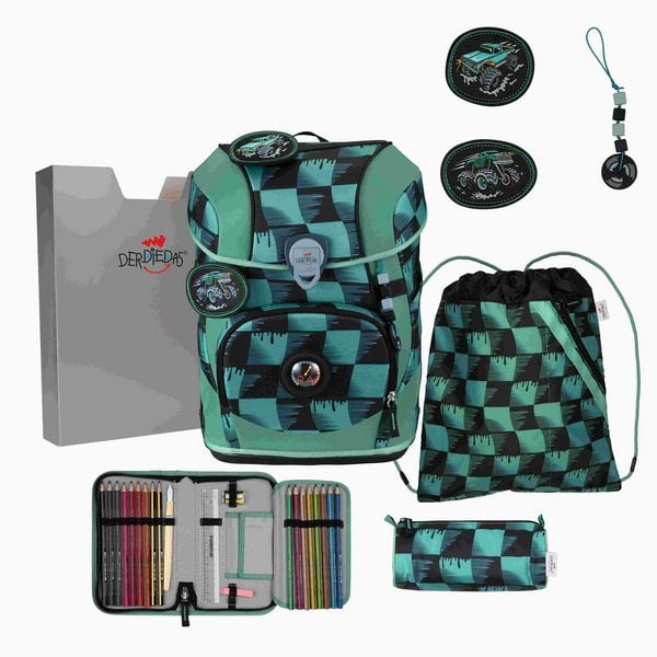 DerDieDas Schulranzen Set ErgoFlex Tiny Superflash, Schulranzen Set, 5tlg, Super Truck