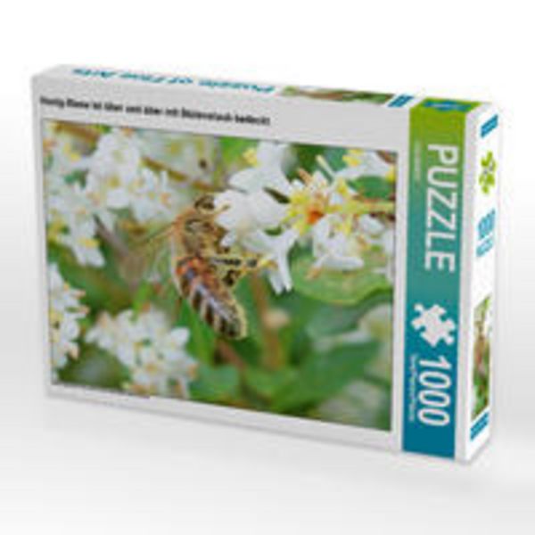 CALVENDO Puzzle Honig-Biene ist über und über mit Blütenstaub bedeckt. 1000 Teile Lege-Größe 64x48cm Foto-Puzzle für glückliche Stunden
