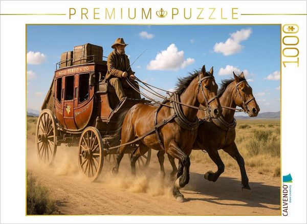 CALVENDO Puzzle Postkutsche - Wilder Westen 1000 Teile Lege-Größe 64x48cm Foto-Puzzle für glückliche Stunden
