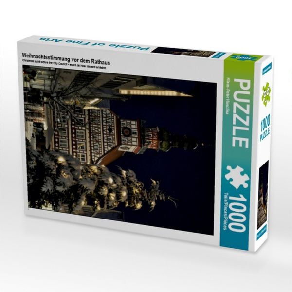 CALVENDO Puzzle Weihnachtsstimmung vor dem Rathaus 1000 Teile Puzzle hoch 1000 Teile Lege-Größe 64 × 48 cm Foto-Puzzle für glückliche Stunden