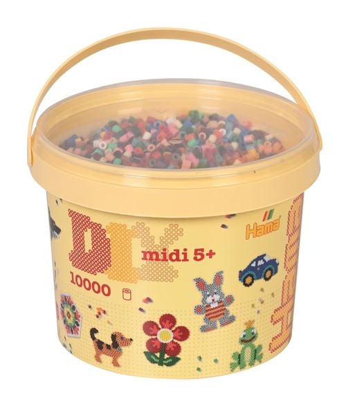 Hama 180-67 - Eimer mit ca. 10000 Midi-Bügelperlen, Volltonmix