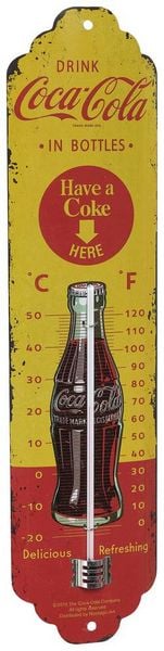 Thermometer. Coca-Cola / In Bottles Yellow