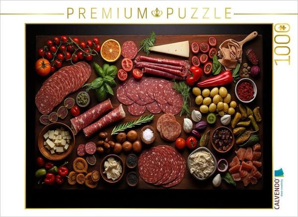 CALVENDO Puzzle Wurst und Schinken lecker angeordnet 1000 Teile Lege-Größe 64x48cm Foto-Puzzle für glückliche Stunden