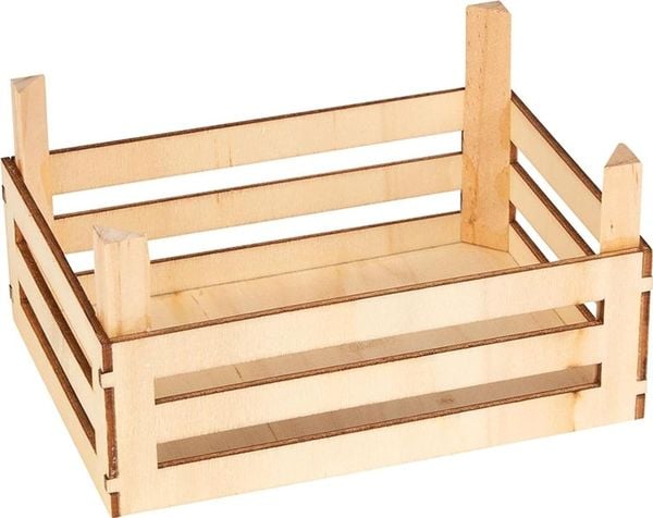 Goki 51600 - Obst- und Gemüsekiste, Holz, 3er Set, Zubehör für Kinderküche/Kaufladen
