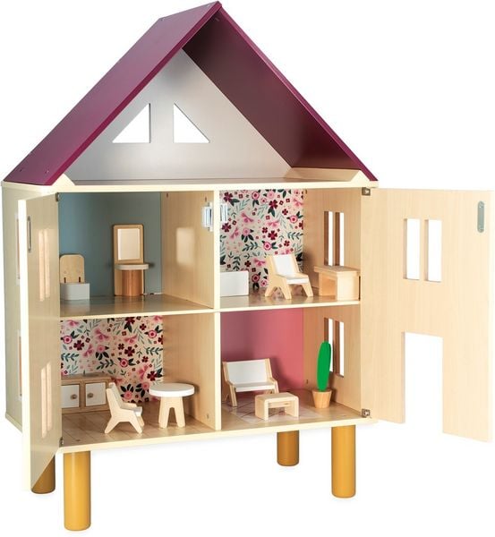 Modernes Puppenhaus 'Twist' aus Holz, mit Möbeln