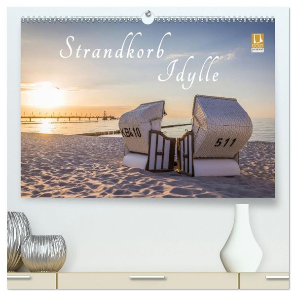 Strandkorb Idylle (hochwertiger Premium Wandkalender 2027 DIN A2 quer), Kunstdruck in Hochglanz