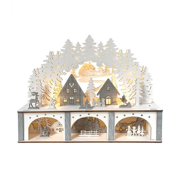 HTI-Living Schwibbogen Dorfidylle Weiß Grau