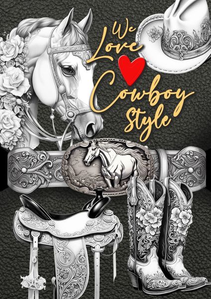 We love Cowboy Style Malbuch für Erwachsene
