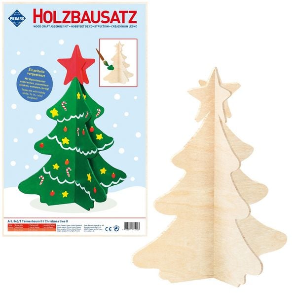 PEBARO 845/1 - Holzbausatz Tannenbaum II, 2 Teile, Holzkonstruktion zum Zusammenstecken