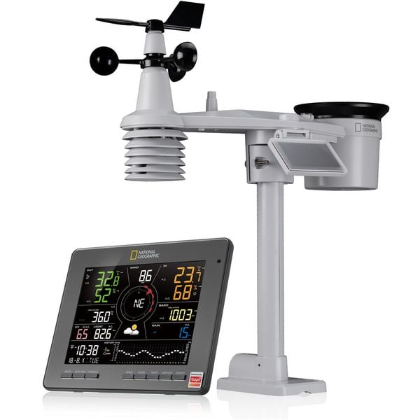 Bresser 14677 - NATIONAL GEOGRAPHIC Smarte Tuya-Wetterstation mit 7-in-1-Sensor