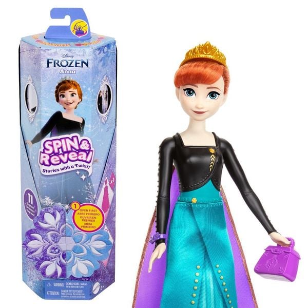 Disney Die Eiskönigin Spin & Reveal Anna-Modepuppe und Accessoires mit 11 Überraschungen