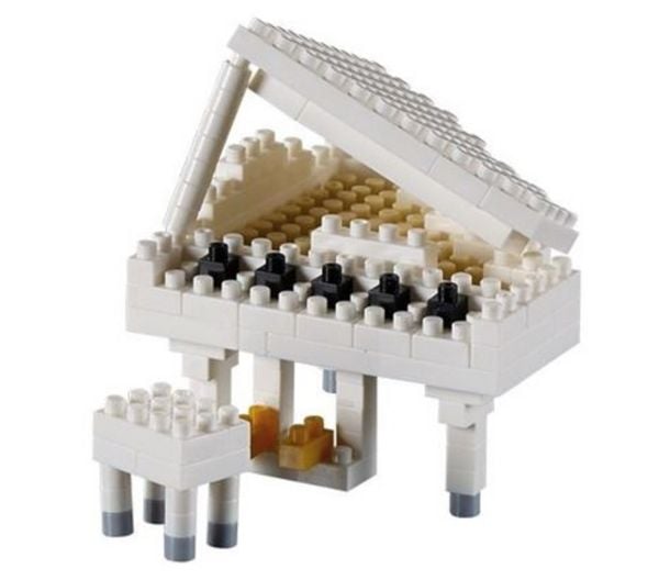 BRIXIES 200177 - Klavier (Fllügel) weiß, 3D Konstruktionsbausatz aus Ministeinen, 134 Teile