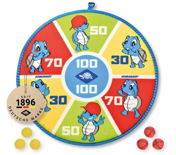 Schildkröt Soft Dart Set, Klett Dartscheibe beidseitig bedruckt Ø38cm, 6 Klettbälle, Indoor Outdoor Dartspiel