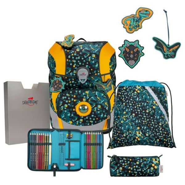 DerDieDas Schulranzen Set ErgoFlex Tiny, Schulranzen Set, 5tlg, Dino Time