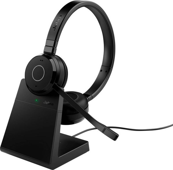 Jabra Evolve 65 TE Link390a UC Stereo On Ear Headset Bluetooth® Schwarz Headset, Batterieladeanzeige Computer