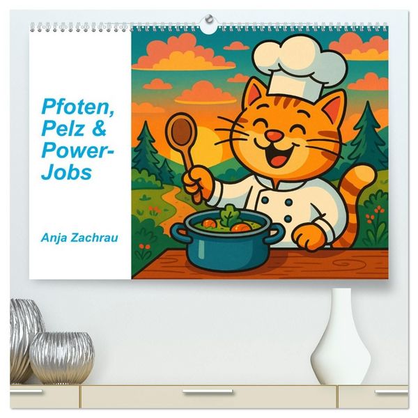Pfoten, Pelz & Power-Jobs (hochwertiger Premium Wandkalender 2027 DIN A2 quer), Kunstdruck in Hochglanz