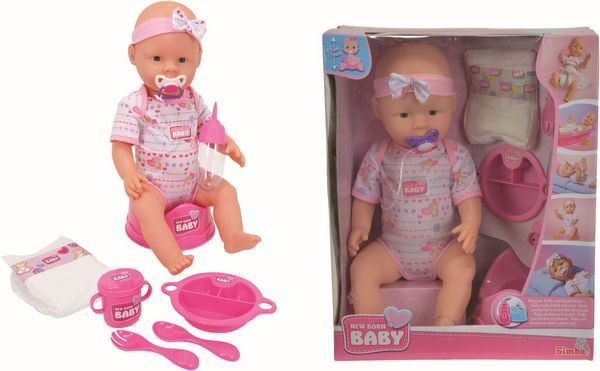New Born Baby Babypuppe, Rosa Zubehör