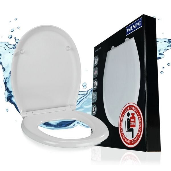 WC Sitz Mod. Rieti Weiß, stabiler Toilettensitz mit Absenkautomatik