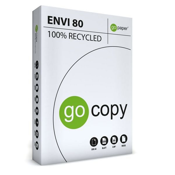 Kopierpapier go copy envi 80g 100% Recycling weiß DIN A4 500 Blatt