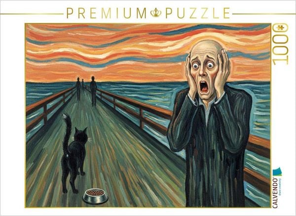 CALVENDO Puzzle Das falsche Katzenfutter - Munch - der Schrei 1000 Teile Lege-Größe 64x48cm Foto-Puzzle für glückliche Stunden