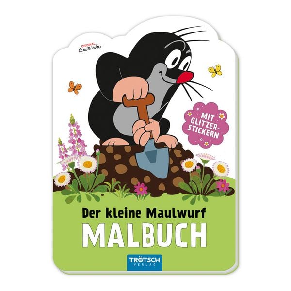 TRÖTSCH - Der kleine Maulwurf Mini-Malbuch mit Glitzerstickern Malbuch mit Stickern Ab 3 Jahren