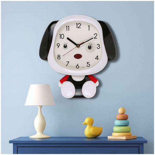 HTI-Living Wanduhr f Kinder, Hund, mit bewegl Augen & Wanduhr f Kinder, Hund, mit bewegl Augen &