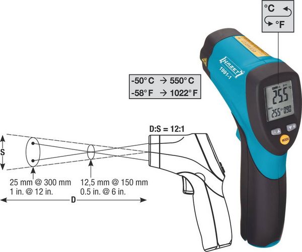 Hazet 1991-1 Infrarot-Thermometer Optik 12:1 -50 - +550°C