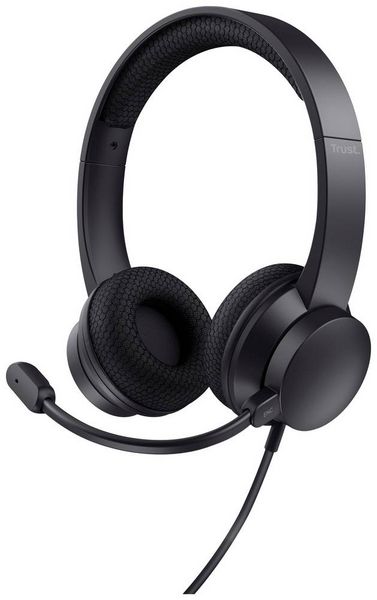 Trust Ayda On Ear Headset kabelgebunden Stereo Schwarz Noise Cancelling Headset, Lautstärkeregelung, Mikrofon-Stummschaltung Computer