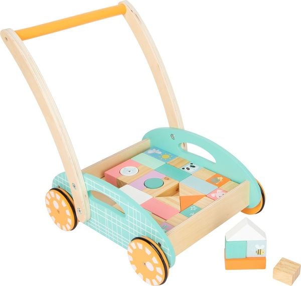 Small foot 11766 - Lauflernwagen Pastell, Holz, 35-teilig