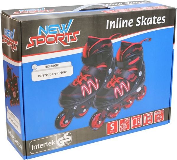 New Sports Inliner schwarz/rot ABEC 7, Größe 31-34